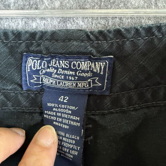 Polo Jeans Company Ralph Lauren Cargo Shorts RipStop Mens 42 Black 90s Utility - Picture 6 of 12